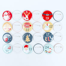 Load image into Gallery viewer, 24pcs Christmas Badges Santa Claus Snowflake Numbers Cartoon Label DIY Xmas Gift Bag Decortaion Badge