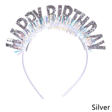 Load image into Gallery viewer, Glitter HAPPY BIRTHDAY Sequin Hair Band Birthday Party Decorations Kids Adult Girl Boy Silver Gold Blue Pink Rose Red Headbands Photograph Props