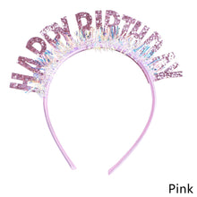 Load image into Gallery viewer, Glitter HAPPY BIRTHDAY Sequin Hair Band Birthday Party Decorations Kids Adult Girl Boy Silver Gold Blue Pink Rose Red Headbands Photograph Props