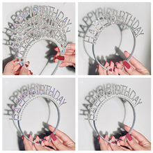 Load image into Gallery viewer, Glitter HAPPY BIRTHDAY Diamond Hair Band Birthday Party Decorations Rhinestone Hairband Headband Girl Hair Accoessories