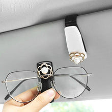 Load image into Gallery viewer, Car Eyeglass Holder Glasses Interior Storage Clip Auto Organize Car Sunglasses Holder Camellia & Bear Decoration