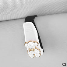 Load image into Gallery viewer, Car Eyeglass Holder Glasses Interior Storage Clip Auto Organize Car Sunglasses Holder Camellia & Bear Decoration
