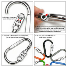 Load image into Gallery viewer, Portable Motorcycle Helmet Luggage Padlock Keychain Zinc Alloy Security 3 Combination Firm Travel Suitcase Luggage Security Password Lock Keyring