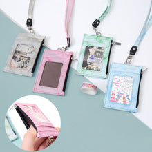 Load image into Gallery viewer, PU Leather Creative Marble Pattern Card Case Keychain Card Case Photo idol Bus ID Card Bank Card Case Key Chain