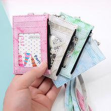 Load image into Gallery viewer, PU Leather Creative Marble Pattern Card Case Keychain Card Case Photo idol Bus ID Card Bank Card Case Key Chain