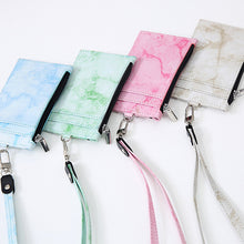 Load image into Gallery viewer, PU Leather Creative Marble Pattern Card Case Keychain Card Case Photo idol Bus ID Card Bank Card Case Key Chain