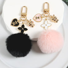Load image into Gallery viewer, Ladies Pompom Keychain Bag Pendant Car Key Holder Girl Key Ring Charms Accessories Gift