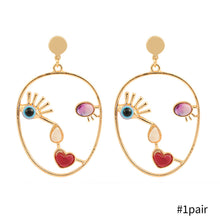 Load image into Gallery viewer, Retro Exaggerated Abstract Face Pendant Earrings for Women Creative Design Alloy Ear Rings Wild Girls Party Gifts Jewelry