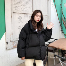 Load image into Gallery viewer, Women Stand Collar Thickened Cotton Padded Clothes Loose Warm Cotton Padded Jacket Winter Outwear