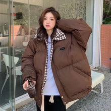 Load image into Gallery viewer, Women Winter Checkerboard Cotton Coat Vintage Fashion Thickened Loose Cotton Padded Jacket Warm Outwear