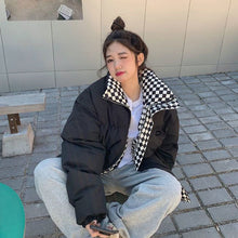 Load image into Gallery viewer, Women Winter Checkerboard Cotton Coat Vintage Fashion Thickened Loose Cotton Padded Jacket Warm Outwear