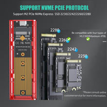Load image into Gallery viewer, M2 SSD Case NVMe USB Type C Gen2 10Gbps PCIe SSD Enclosure M.2 NVMe Case External Adapter Box for 2230 2242 2260 2280 M2 SSD