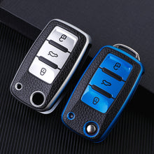 Load image into Gallery viewer, Leather TPU Car Key Case Cover Fob For VW Volkswagen Polo Tiguan Passat Golf MK Jetta Skoda Kodiaq Superb Octavia Seat