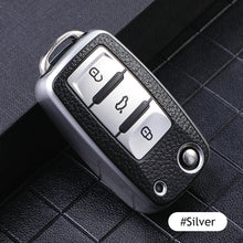 Load image into Gallery viewer, Leather TPU Car Key Case Cover Fob For VW Volkswagen Polo Tiguan Passat Golf MK Jetta Skoda Kodiaq Superb Octavia Seat