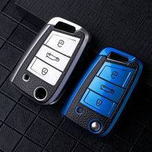 Load image into Gallery viewer, Leather TPU Car Key Case Cover Fob For VW Volkswagen Polo Tiguan Passat Golf MK Jetta Skoda Kodiaq Superb Octavia Seat