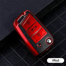 Load image into Gallery viewer, Leather TPU Car Key Case Cover Fob For VW Volkswagen Polo Tiguan Passat Golf MK Jetta Skoda Kodiaq Superb Octavia Seat
