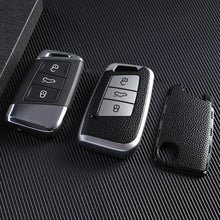 Load image into Gallery viewer, Leather TPU Car Key Case Cover Fob For VW Volkswagen Polo Tiguan Passat Golf MK Jetta Skoda Kodiaq Superb Octavia Seat