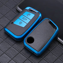Load image into Gallery viewer, Leather TPU Car Key Case Cover Fob For VW Volkswagen Polo Tiguan Passat Golf MK Jetta Skoda Kodiaq Superb Octavia Seat