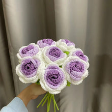 Load image into Gallery viewer, 1pc Knit Flower Hand-Knitted Fake Flowers Hand-woven Rose Tulips Sunflower Daisy Wedding Decoration Valentine's Mother's Teacher's Day Gift Creative Knitting Bouquet