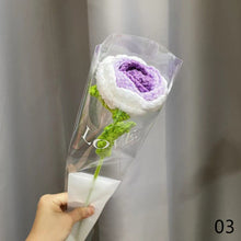 Load image into Gallery viewer, 1pc Knit Flower Hand-Knitted Fake Flowers Hand-woven Rose Tulips Sunflower Daisy Wedding Decoration Valentine's Mother's Teacher's Day Gift Creative Knitting Bouquet