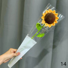 Load image into Gallery viewer, 1pc Knit Flower Hand-Knitted Fake Flowers Hand-woven Rose Tulips Sunflower Daisy Wedding Decoration Valentine's Mother's Teacher's Day Gift Creative Knitting Bouquet