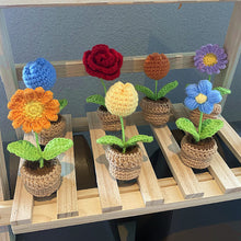 Load image into Gallery viewer, 1pc Knit Flower Hand-Knitted Fake Flowers Hand-woven Rose Tulips Sunflower Daisy Potted Wedding Decoration Valentine's Mother's Teacher's Day Gift Creative Knitting Bouquet