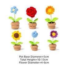 Load image into Gallery viewer, 1pc Knit Flower Hand-Knitted Fake Flowers Hand-woven Rose Tulips Sunflower Daisy Potted Wedding Decoration Valentine's Mother's Teacher's Day Gift Creative Knitting Bouquet