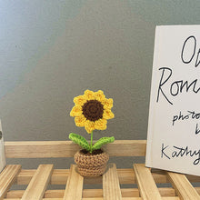 Load image into Gallery viewer, 1pc Knit Flower Hand-Knitted Fake Flowers Hand-woven Rose Tulips Sunflower Daisy Potted Wedding Decoration Valentine's Mother's Teacher's Day Gift Creative Knitting Bouquet