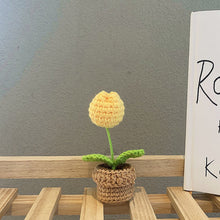 Load image into Gallery viewer, 1pc Knit Flower Hand-Knitted Fake Flowers Hand-woven Rose Tulips Sunflower Daisy Potted Wedding Decoration Valentine's Mother's Teacher's Day Gift Creative Knitting Bouquet