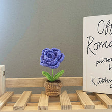 Load image into Gallery viewer, 1pc Knit Flower Hand-Knitted Fake Flowers Hand-woven Rose Tulips Sunflower Daisy Potted Wedding Decoration Valentine's Mother's Teacher's Day Gift Creative Knitting Bouquet