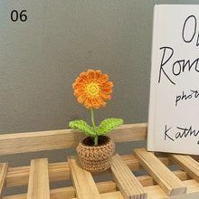 Load image into Gallery viewer, 1pc Knit Flower Hand-Knitted Fake Flowers Hand-woven Rose Tulips Sunflower Daisy Potted Wedding Decoration Valentine's Mother's Teacher's Day Gift Creative Knitting Bouquet