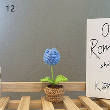 Load image into Gallery viewer, 1pc Knit Flower Hand-Knitted Fake Flowers Hand-woven Rose Tulips Sunflower Daisy Potted Wedding Decoration Valentine's Mother's Teacher's Day Gift Creative Knitting Bouquet