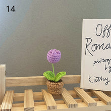 Load image into Gallery viewer, 1pc Knit Flower Hand-Knitted Fake Flowers Hand-woven Rose Tulips Sunflower Daisy Potted Wedding Decoration Valentine's Mother's Teacher's Day Gift Creative Knitting Bouquet