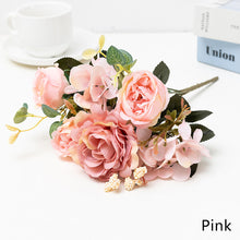 Load image into Gallery viewer, 6 Forks/Bouquet Artificial Flower Silk Rose Fake Flowers Artificial Plant Decorative Flowers Home Decor Wedding Decoration