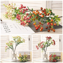 Load image into Gallery viewer, Luxury Cranberry Artificiales Blueberry Fake Berries Bouquet Silk Rose Artificial Plant Decorative Flowers Home Decor Wedding Decoration