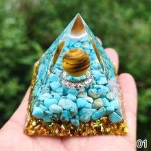Load image into Gallery viewer, Energy Generator Pyramid Amethyst Peridot Natural Healing Stone Crystal Reiki Meditation Orgone Chakra Orgonite Pyramid for Room Decor