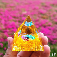 Load image into Gallery viewer, Energy Generator Pyramid Amethyst Peridot Natural Healing Stone Crystal Reiki Meditation Orgone Chakra Orgonite Pyramid for Room Decor