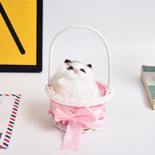 Load image into Gallery viewer, Simulation Cat Hanging Basket Plush Model Soundable Animal Static Stuffed Realistic Cat Table Decoration Party Festival Kid Gift Soft Baby Toys