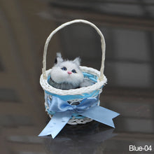 Load image into Gallery viewer, Simulation Cat Hanging Basket Plush Model Soundable Animal Static Stuffed Realistic Cat Table Decoration Party Festival Kid Gift Soft Baby Toys