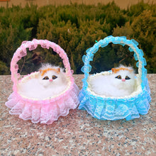 Load image into Gallery viewer, Simulation Cat Hanging Basket Plush Model Soundable Animal Static Stuffed Realistic Cat Table Decoration Party Festival Kid Gift Soft Baby Toys