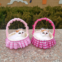 Load image into Gallery viewer, Simulation Cat Hanging Basket Plush Model Soundable Animal Static Stuffed Realistic Cat Table Decoration Party Festival Kid Gift Soft Baby Toys