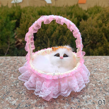 Load image into Gallery viewer, Simulation Cat Hanging Basket Plush Model Soundable Animal Static Stuffed Realistic Cat Table Decoration Party Festival Kid Gift Soft Baby Toys