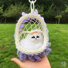 Load image into Gallery viewer, Simulation Cat Hanging Basket Plush Model Soundable Animal Static Stuffed Realistic Cat Table Decoration Party Festival Kid Gift Soft Baby Toys