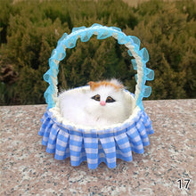 Load image into Gallery viewer, Simulation Cat Hanging Basket Plush Model Soundable Animal Static Stuffed Realistic Cat Table Decoration Party Festival Kid Gift Soft Baby Toys