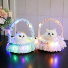 Load image into Gallery viewer, Simulation Cat Hanging Basket Plush Model Soundable Animal Static Stuffed Realistic Cats Gleamy Table Decoration Party Festival Kid Gift Soft Baby Toys