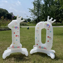 Load image into Gallery viewer, 32Inch Birthday Anniversary Numbers Balloons with Crown Party Decoration White Number Standing Balloon Merry Banquet Ins