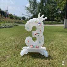 Load image into Gallery viewer, 32Inch Birthday Anniversary Numbers Balloons with Crown Party Decoration White Number Standing Balloon Merry Banquet Ins