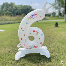 Load image into Gallery viewer, 32Inch Birthday Anniversary Numbers Balloons with Crown Party Decoration White Number Standing Balloon Merry Banquet Ins