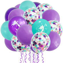 Load image into Gallery viewer, 22/15/9Pcs Mermaid Latex Balloon Confetti Air Helium Globos Mermaid Theme Blue Purple Birthday Party Decoration