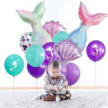 Load image into Gallery viewer, 22/15/9Pcs Mermaid Latex Balloon Confetti Air Helium Globos Mermaid Theme Blue Purple Birthday Party Decoration